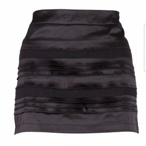 Black Satin Layered Front Mini Skirt NWOT